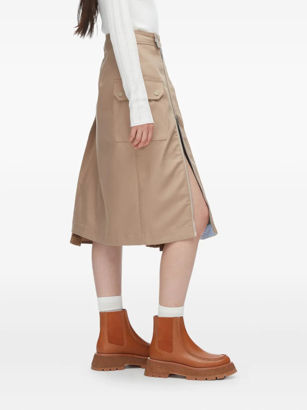 Pleated Zip Utility Skirt
