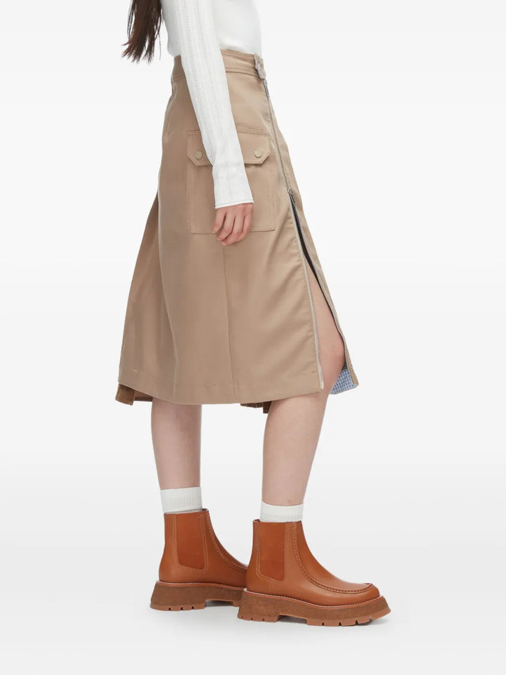 Pleated Zip Utility Skirt
