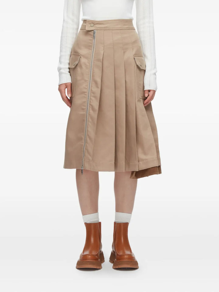 Pleated Zip Utility Skirt