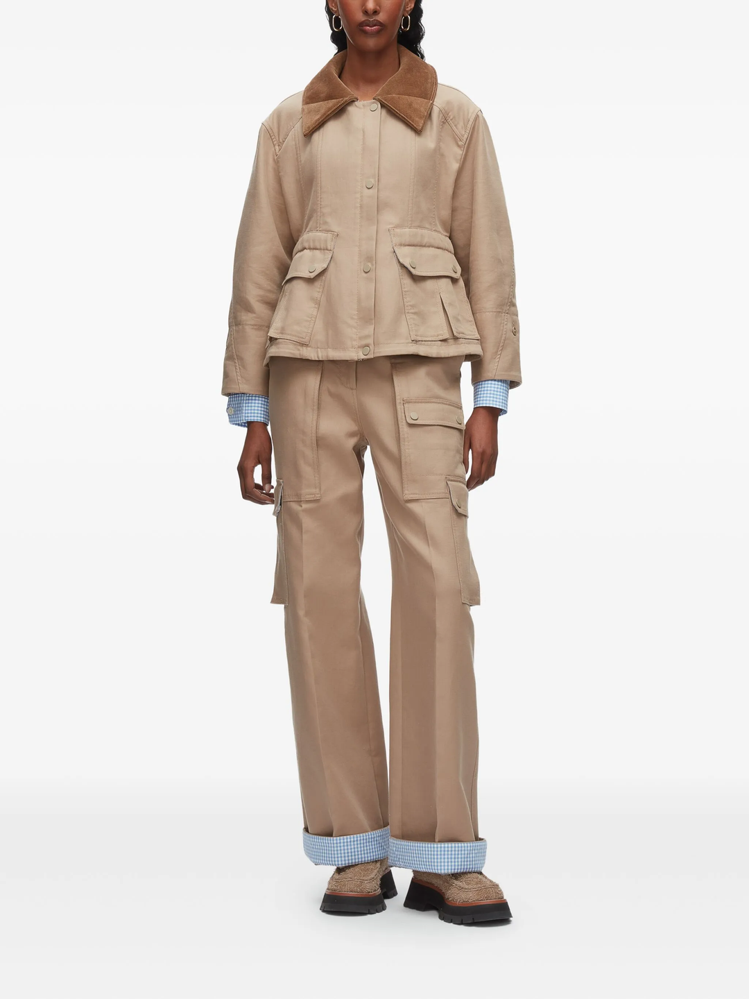 Cropped Flounce Combo Jacket