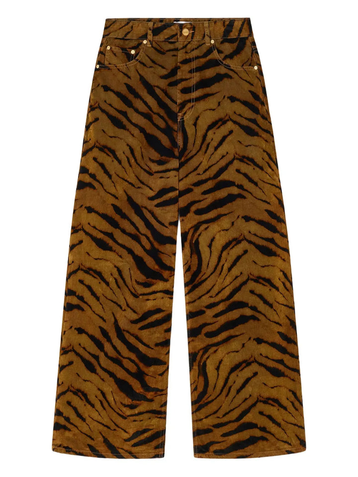 Printed Flock Denim Baggy Jeans