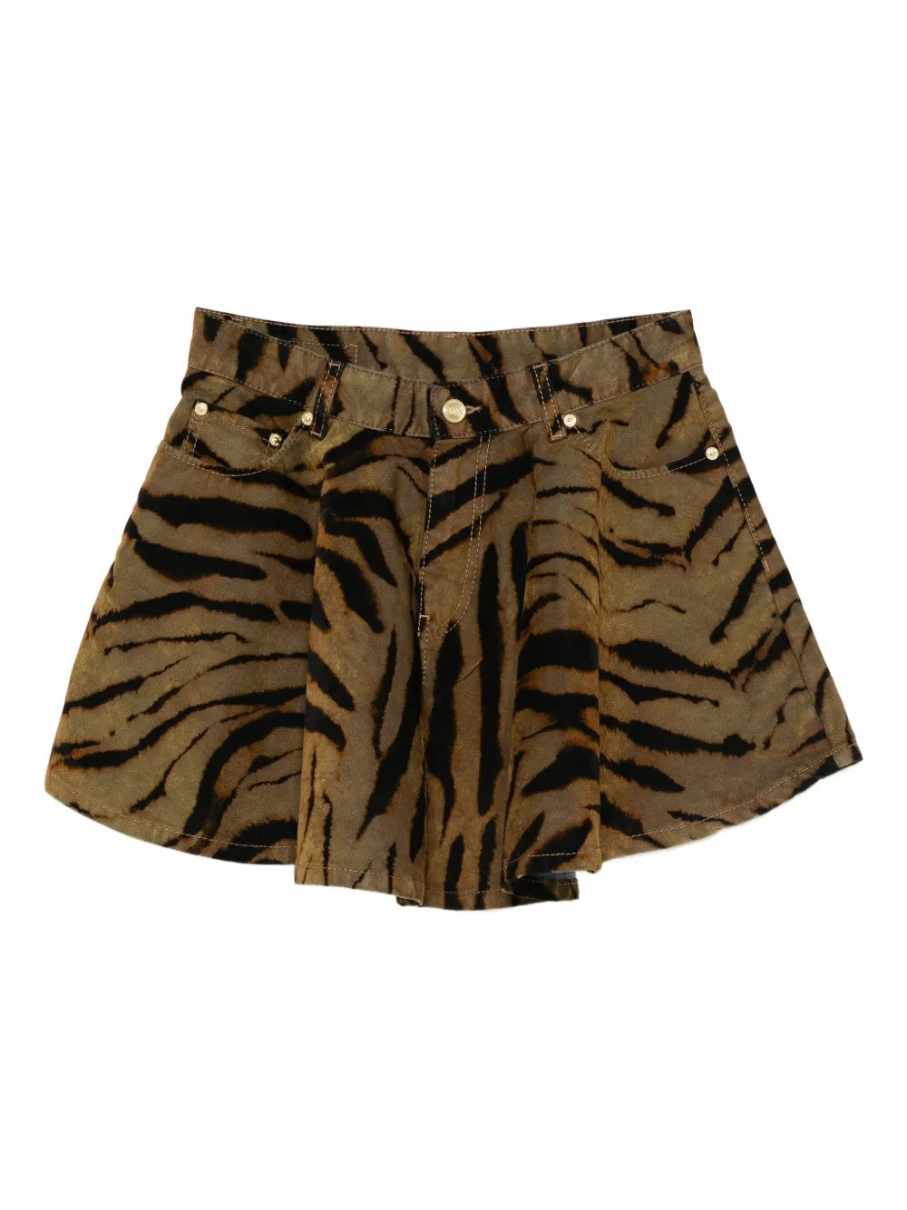 Printed Flock Denim Mini Skirt