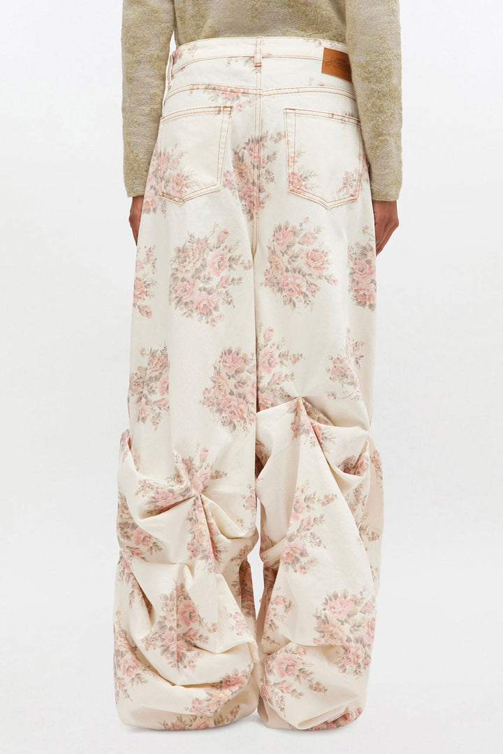 Print Denim Drapey Jeans