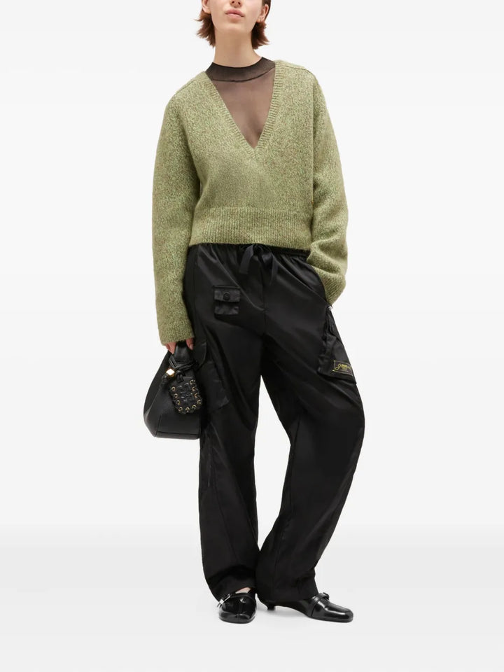 Brushed Mohair Mix Deep V-Neck Top