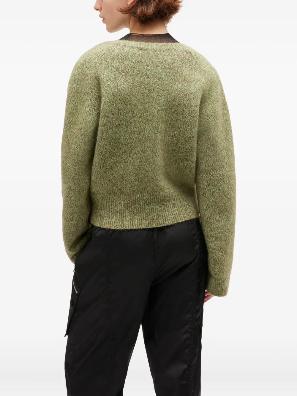 Brushed Mohair Mix Deep V-Neck Top