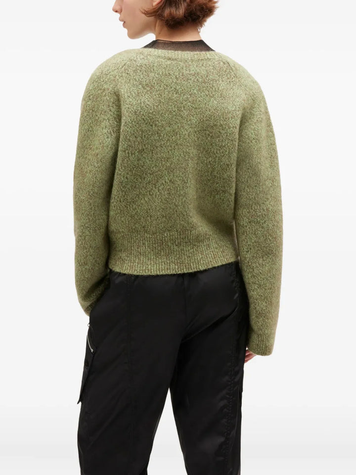 Brushed Mohair Mix Deep V-Neck Top