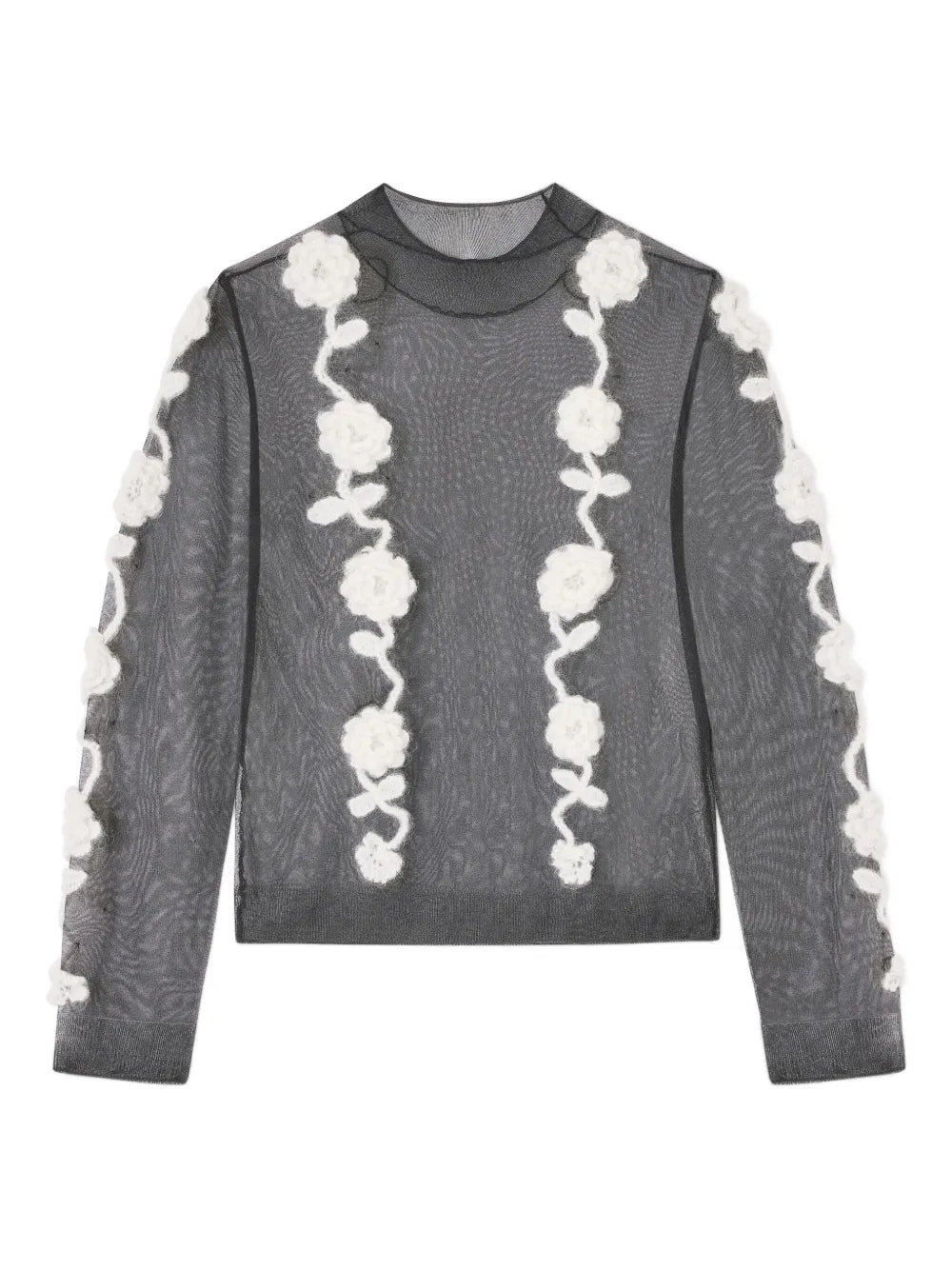 Sheer Flower Crochet Applique Top