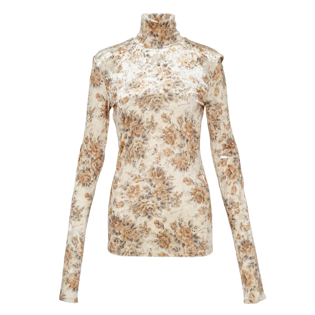 Printed Velour Jersey Turtleneck
