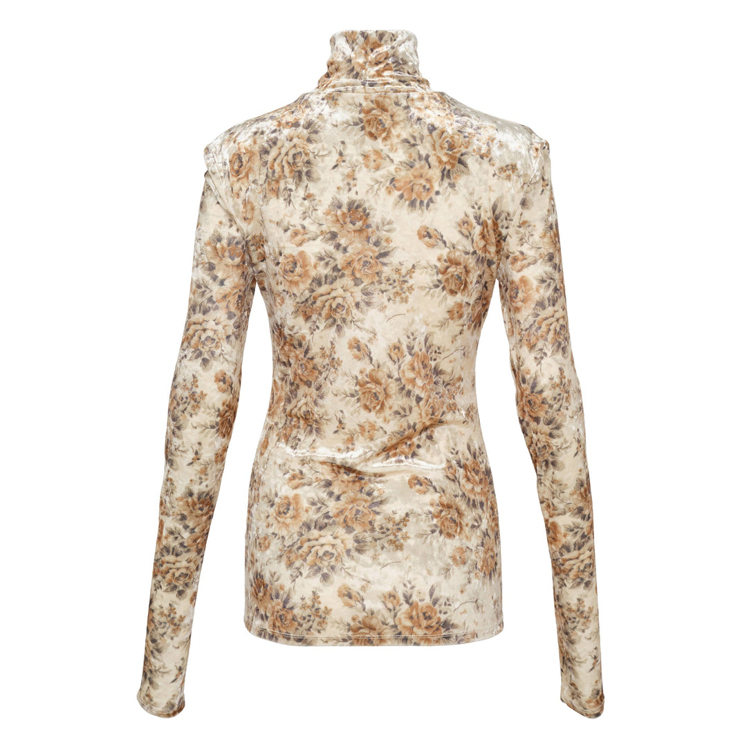 Printed Velour Jersey Turtleneck