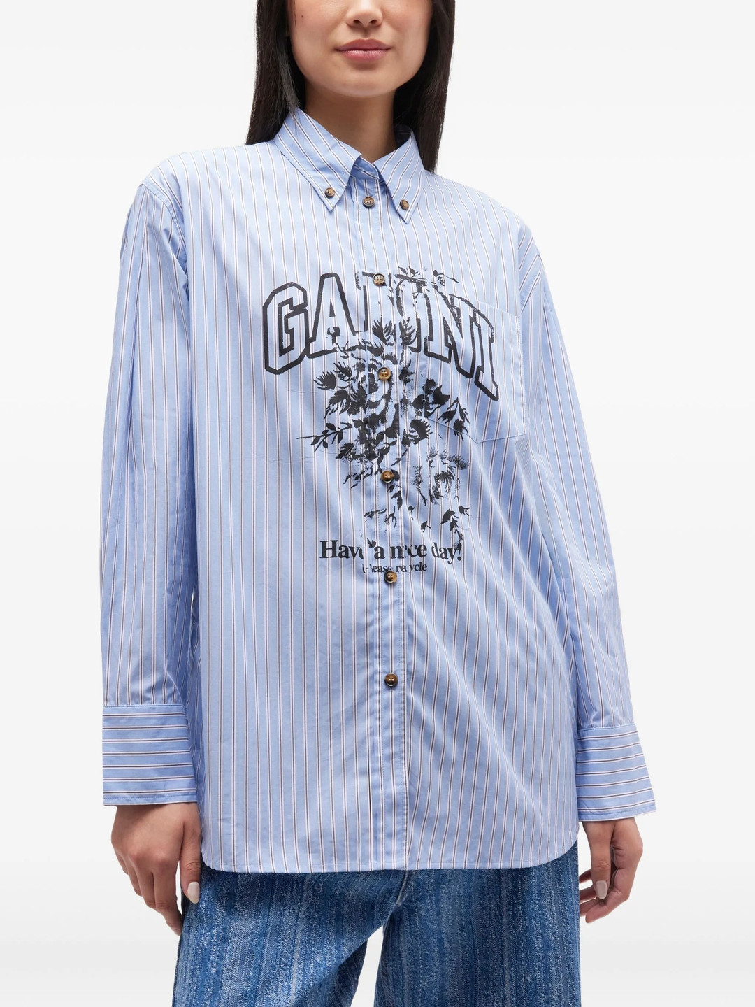 Stripe Cotton Oversized Shirt