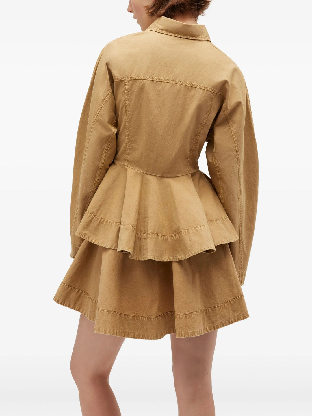 Washed Stretch Cotton Peplum Shirt