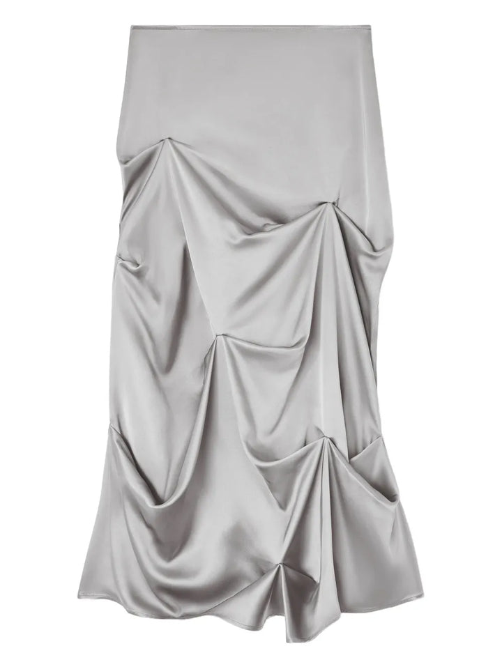 Double Viscose Satin Tuck Skirt