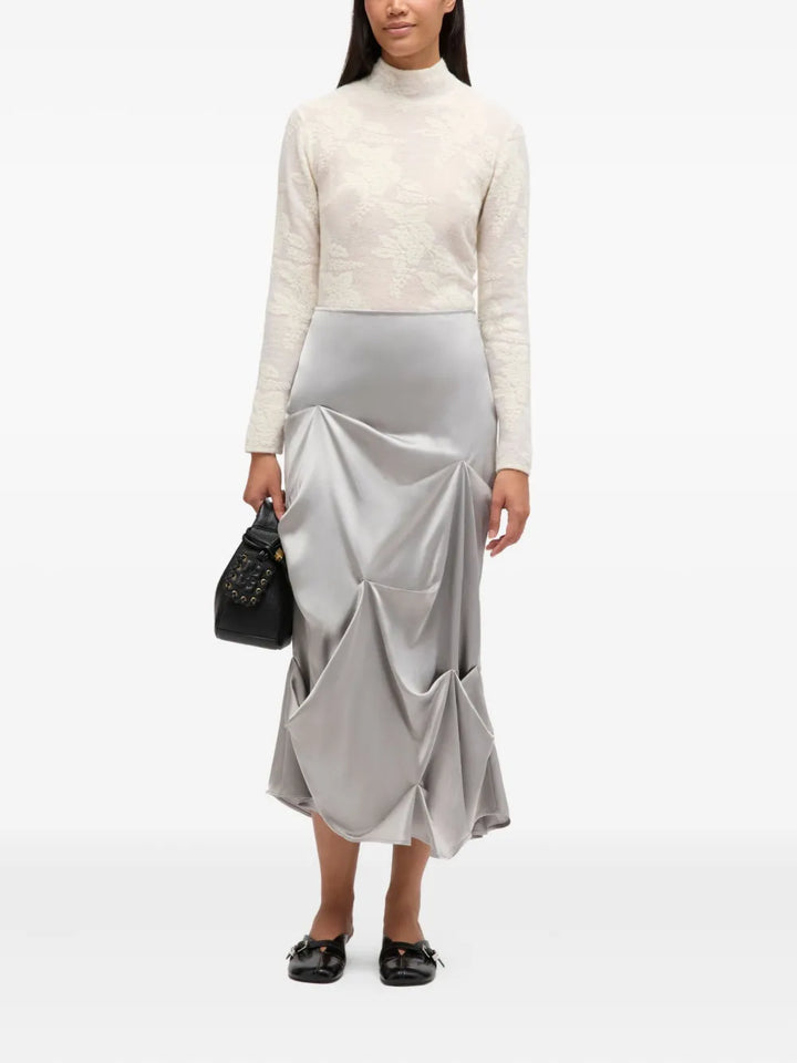 Double Viscose Satin Tuck Skirt