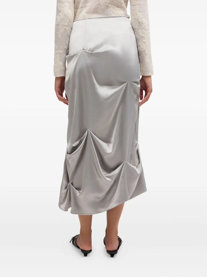 Double Viscose Satin Tuck Skirt