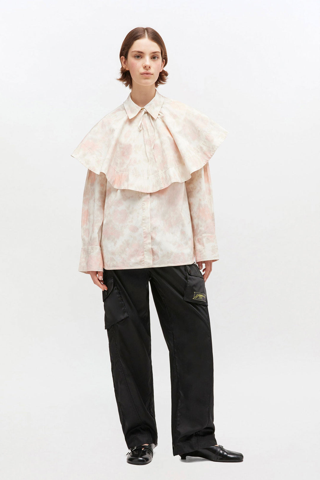 Printed Stretch Cotton Circle Collar Shirt