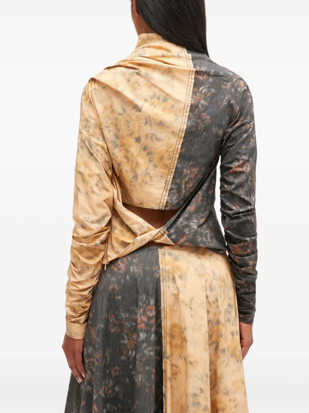 Printed Stretch Cotton Ruched Top