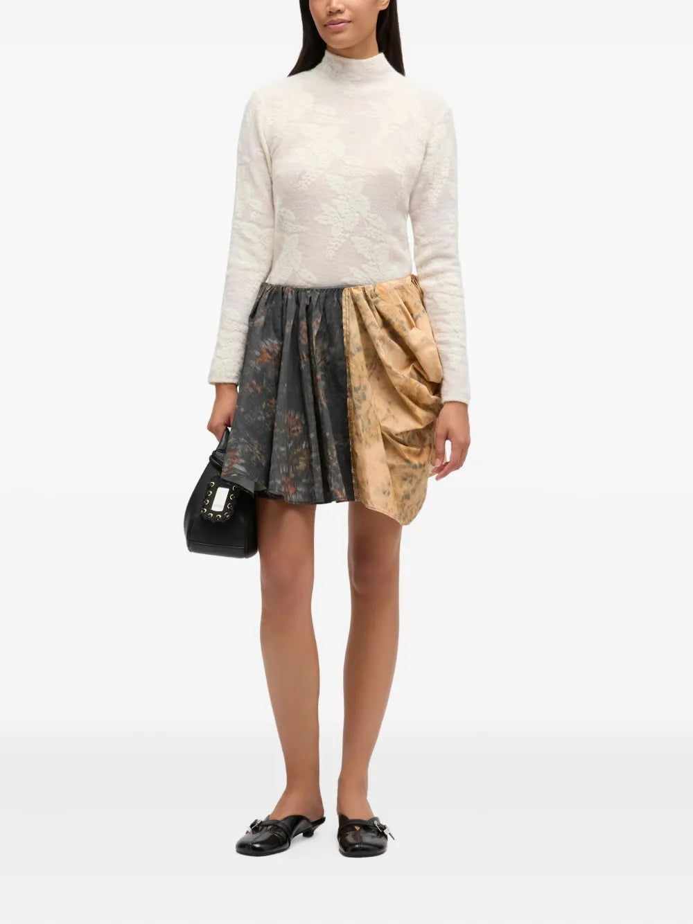 プリントストレッチコットンドレープスカート