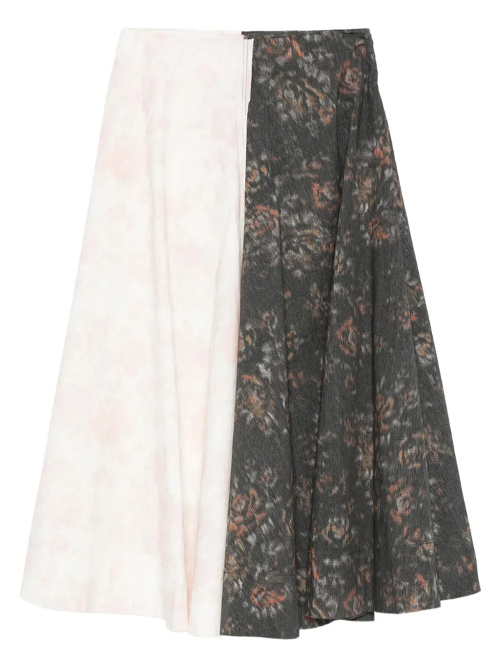 Printed Stretch Cotton Long Skirt