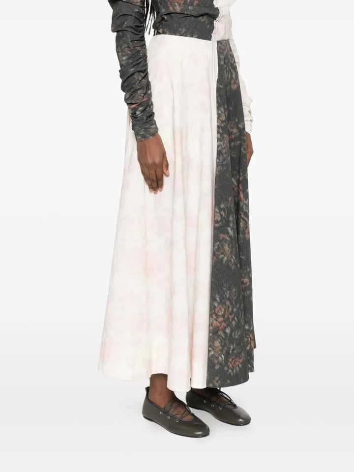 Printed Stretch Cotton Long Skirt