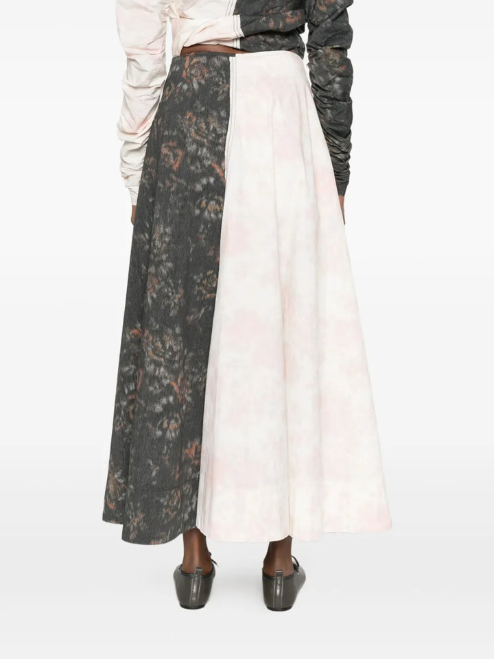 Printed Stretch Cotton Long Skirt