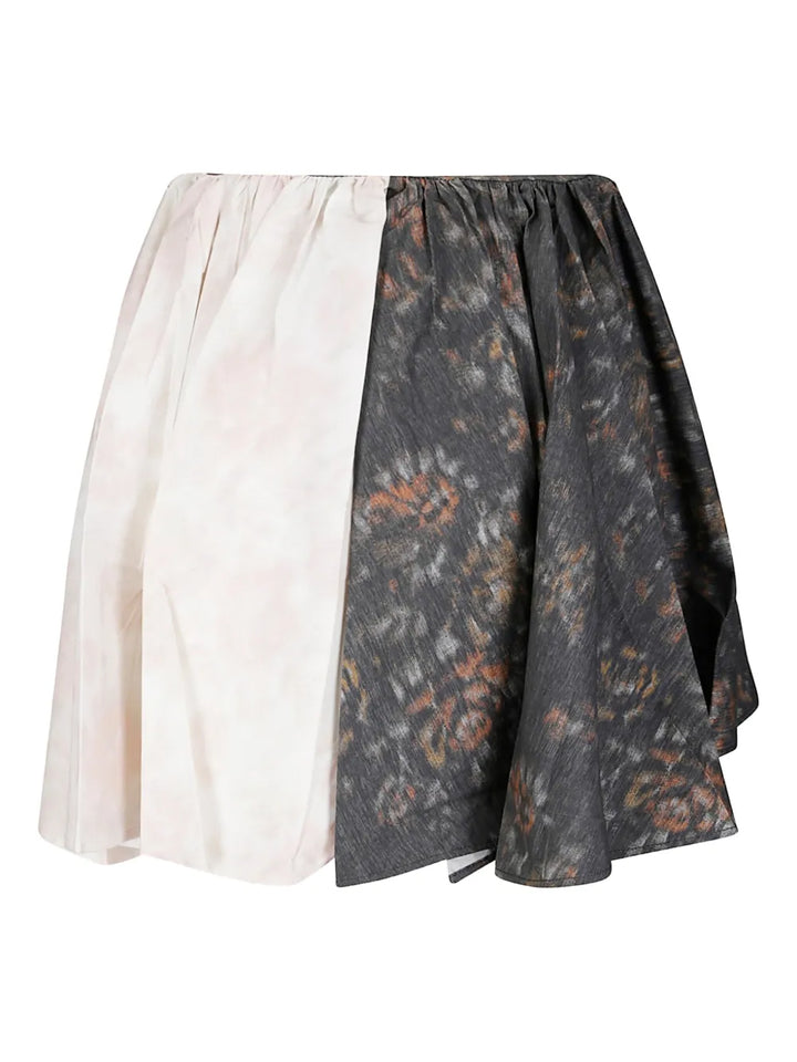 Printed Stretch Cotton Draped Skirt