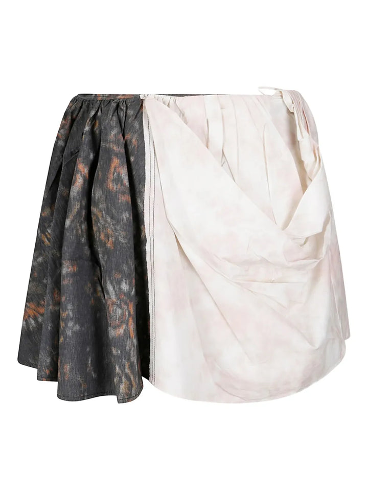 Printed Stretch Cotton Draped Skirt