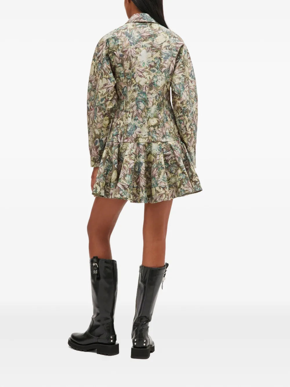 Printed Stretch Cotton Button Dress