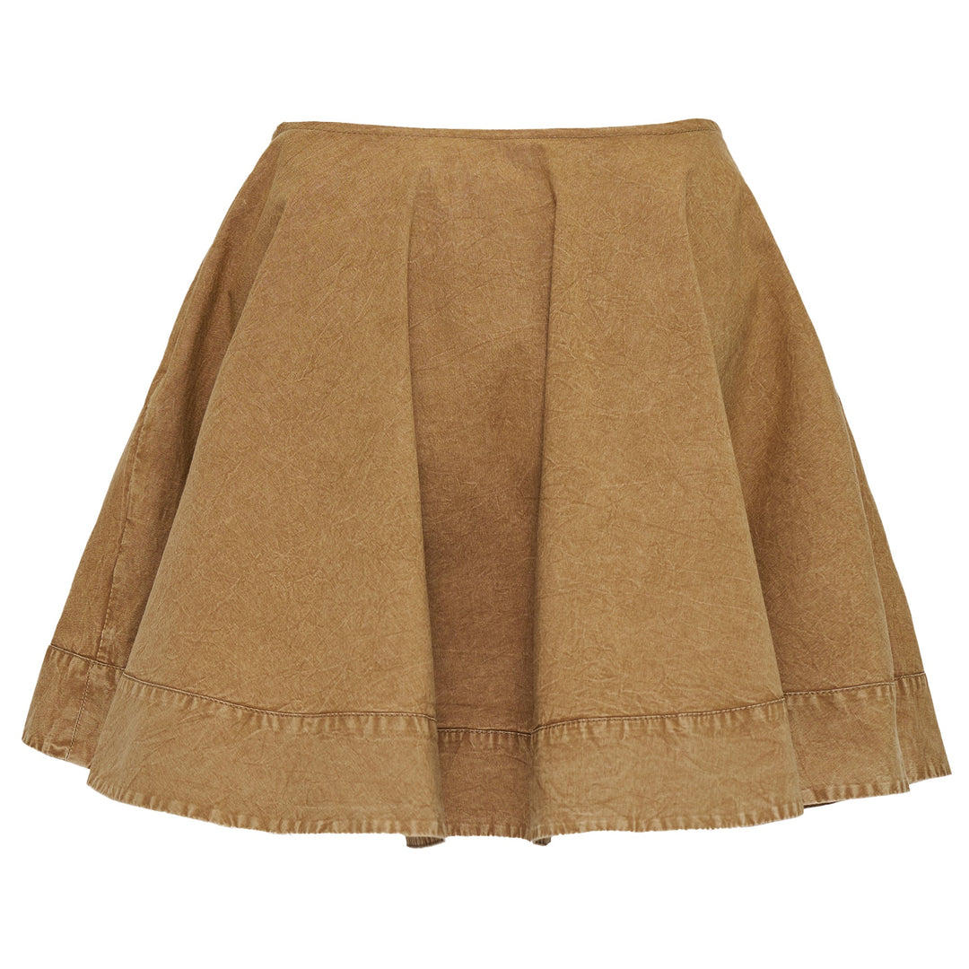 Washed Stretch Cotton Mini Circle Skirt