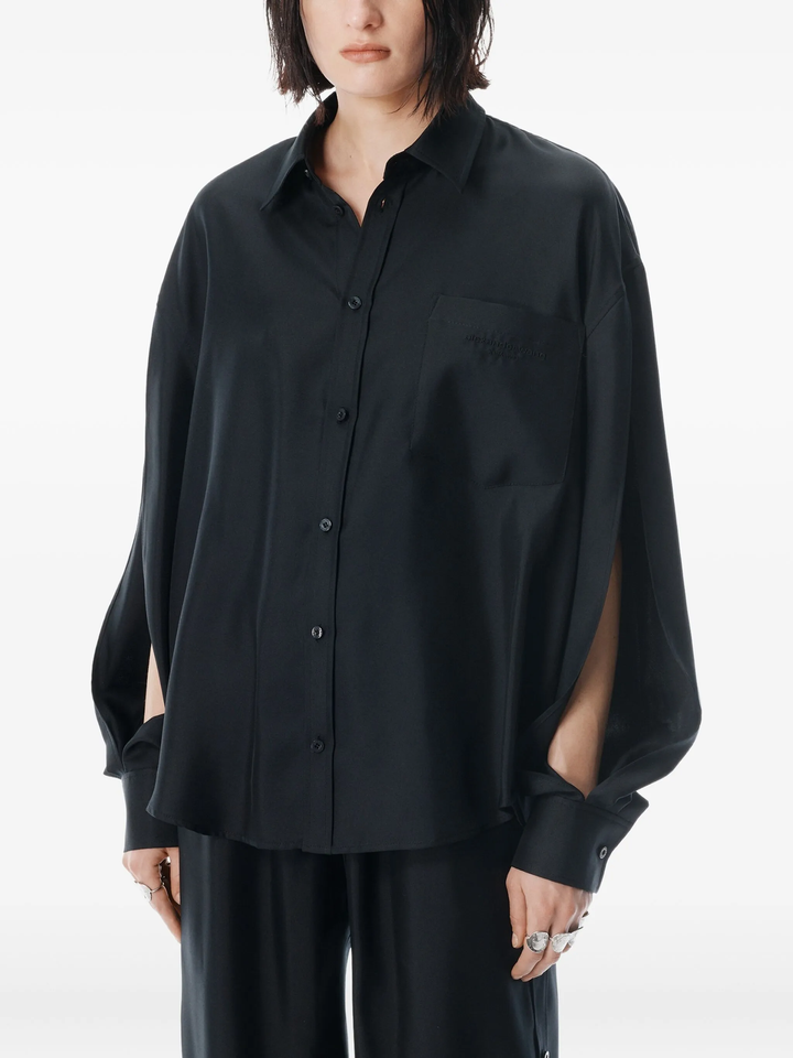 Button Up Shirt With Slashed Sleeve