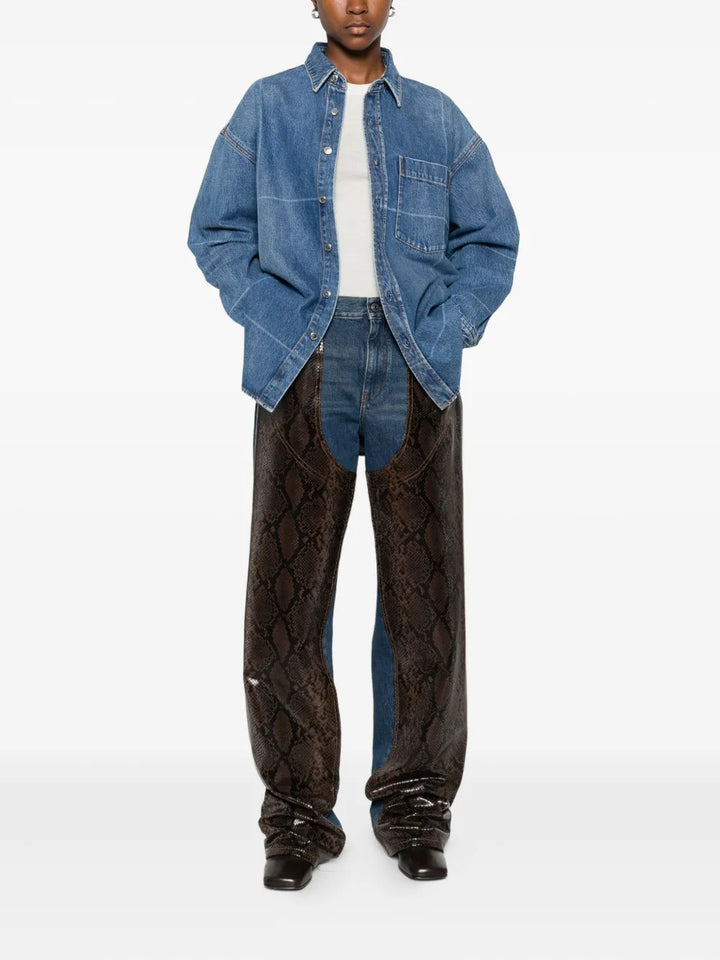 Vintage-Effect Denim Foldline Shirt