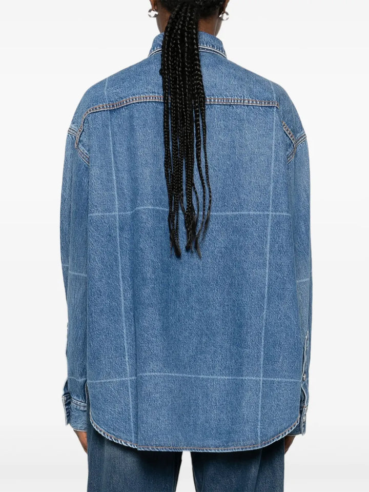 Vintage-Effect Denim Foldline Shirt