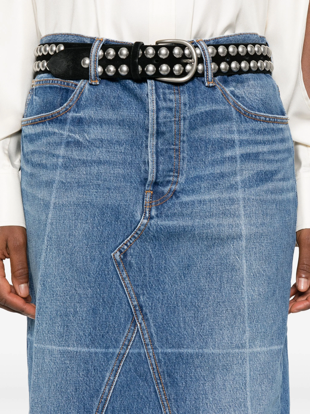 Straight Skirt With Faded Fold Line