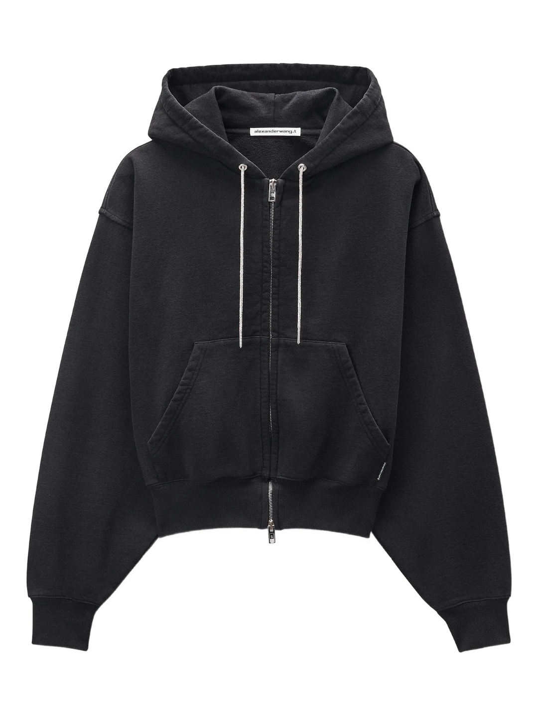 Zip- Up Hoodie With Rhinestone