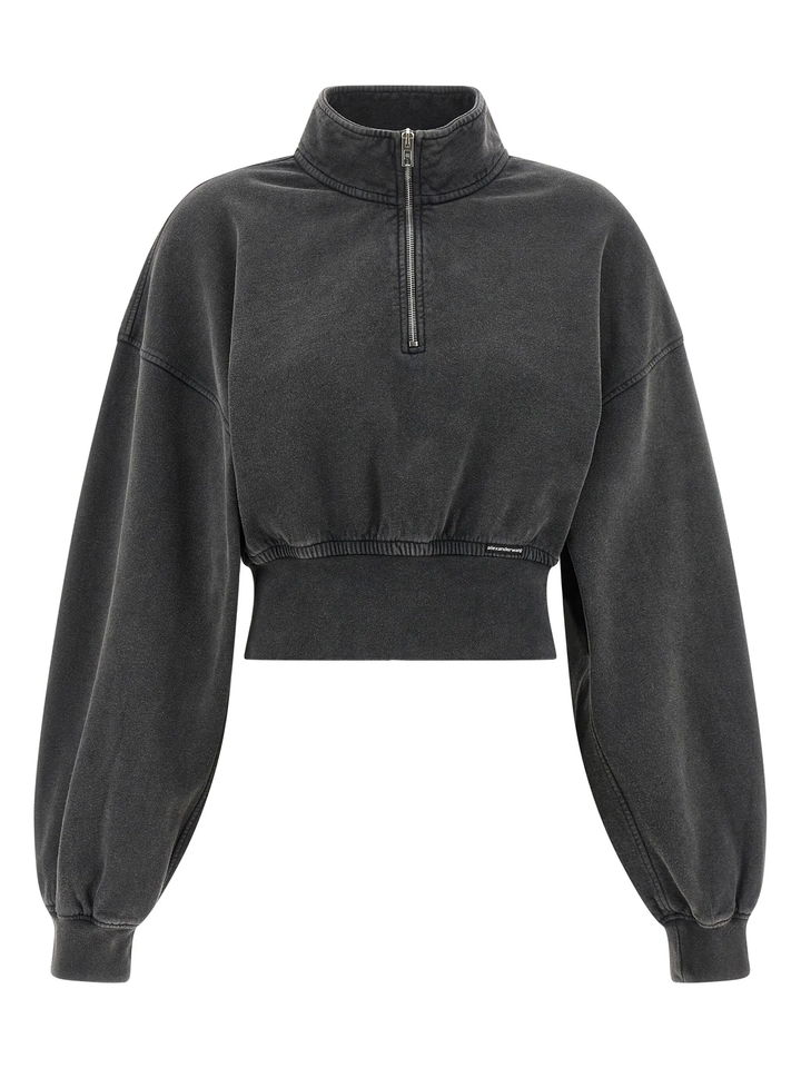 Cropped Half Zip Pull Over