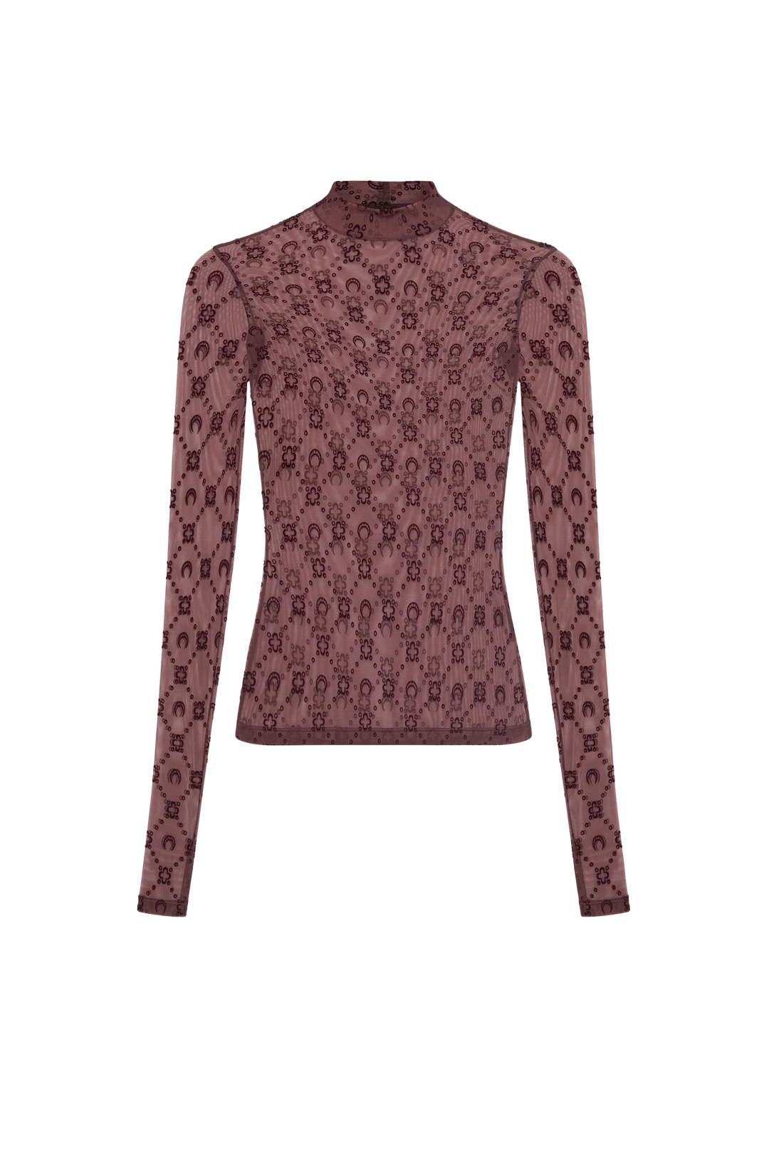 Moonogram Mesh Flock High Neck Tee