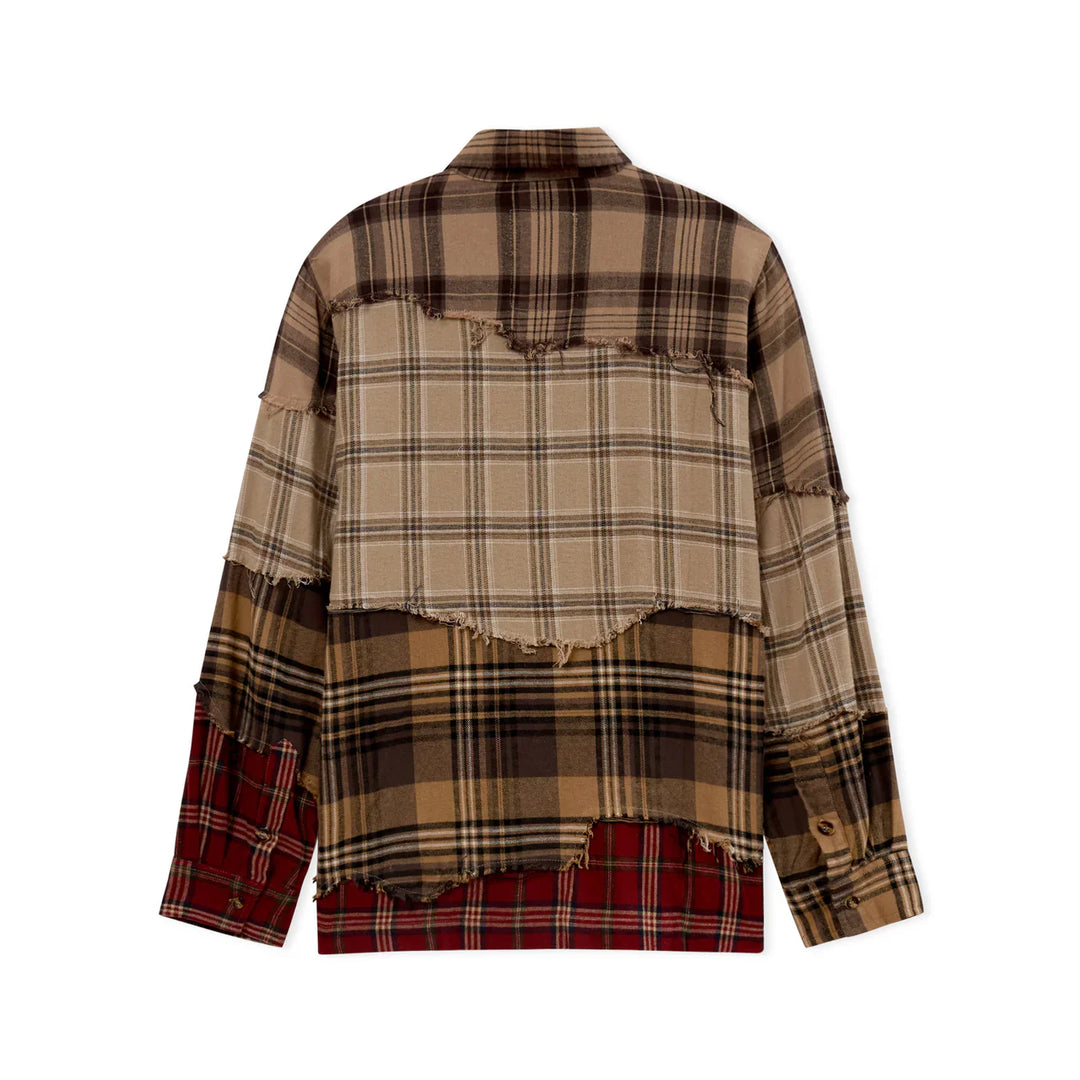 Face Patchworked Flannel Shirt