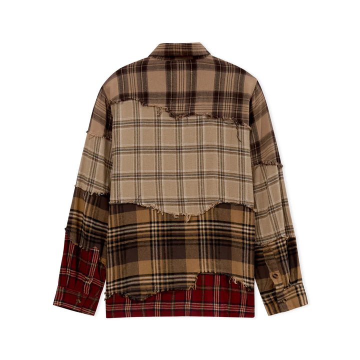 Face Patchworked Flannel Shirt