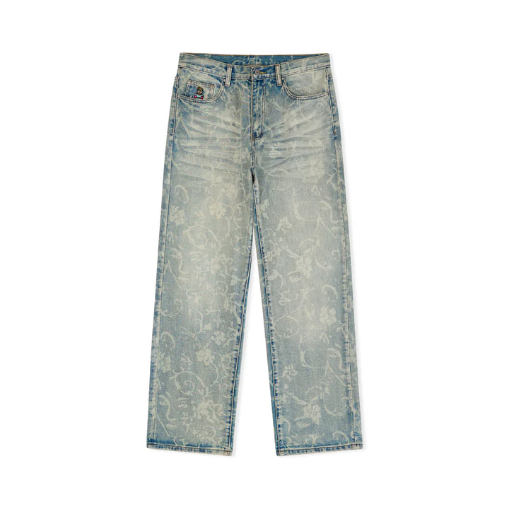 Face Floral Washed Denim Jeans