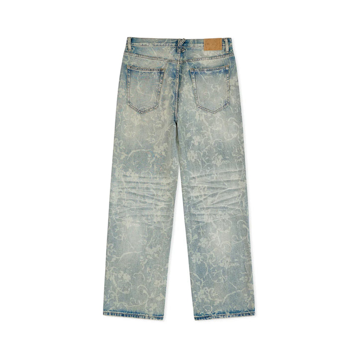 Face Floral Washed Denim Jeans