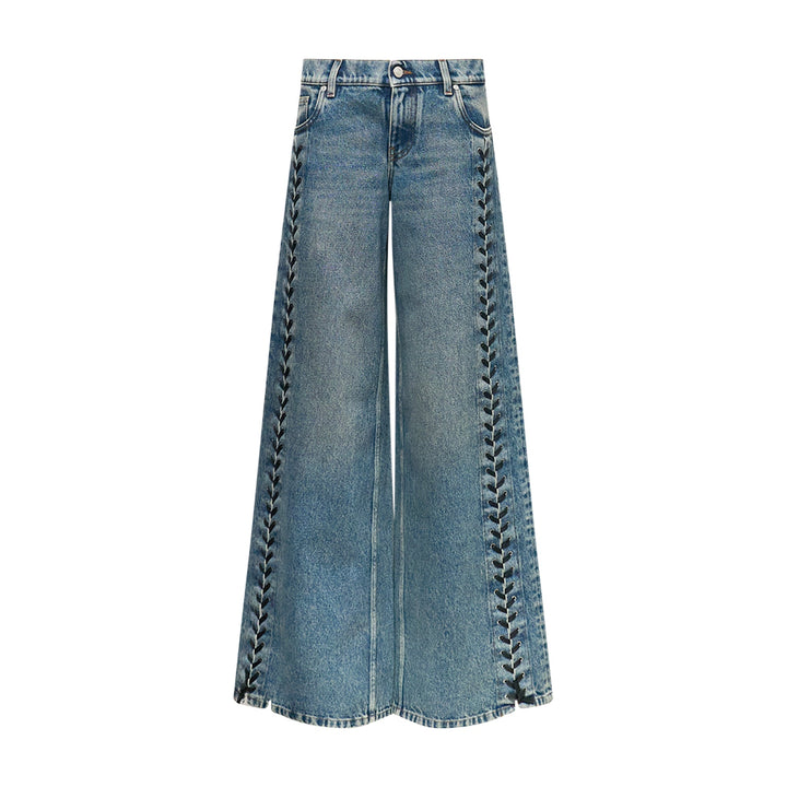 Laced Denim Wide Leg