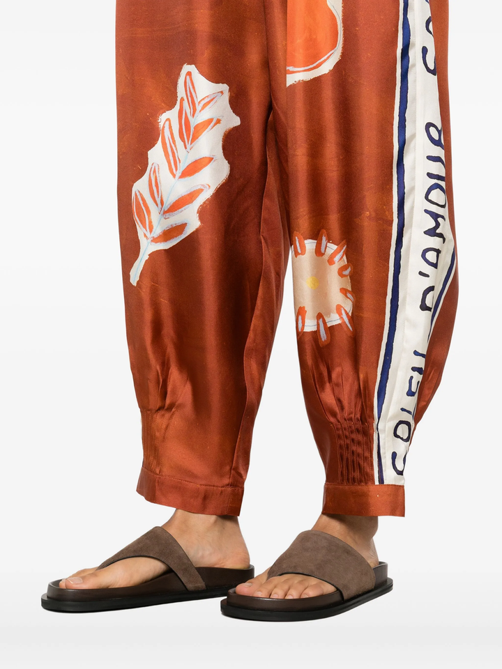Soleil D'Amour Tapered Silk Pant