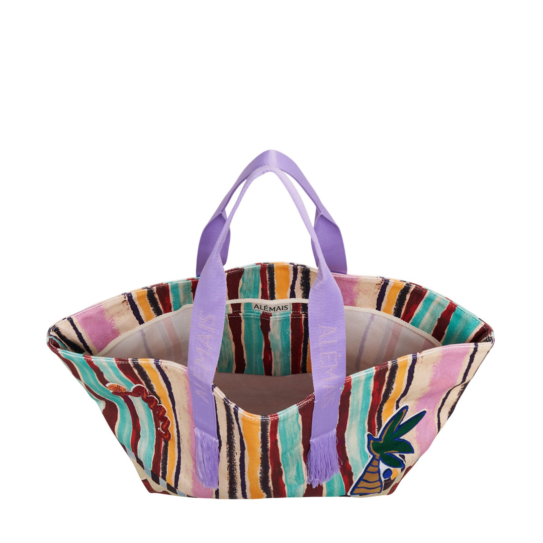 Michelle Stripe Patch Beach Tote