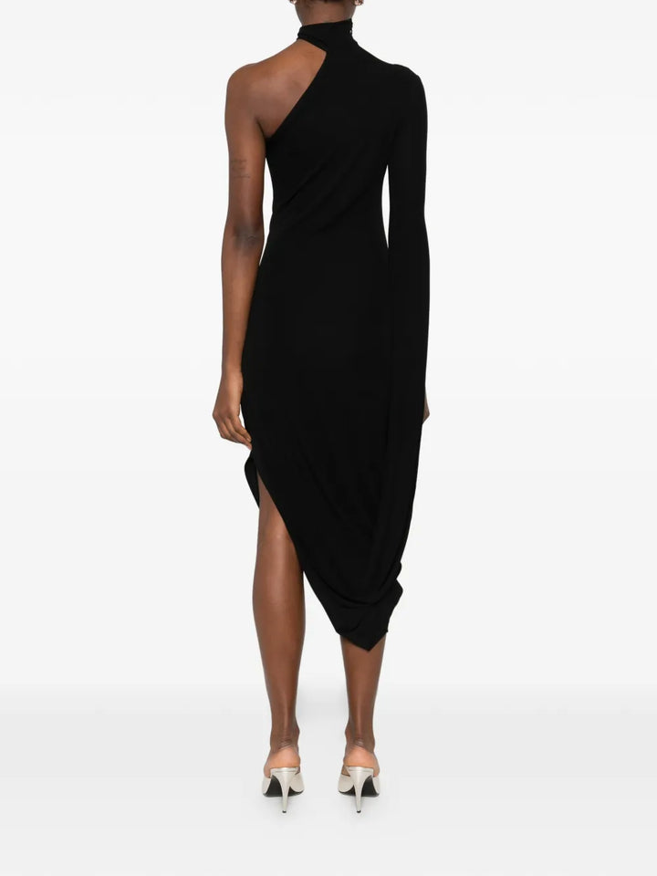 Asymmetric Midi Dress With Drape