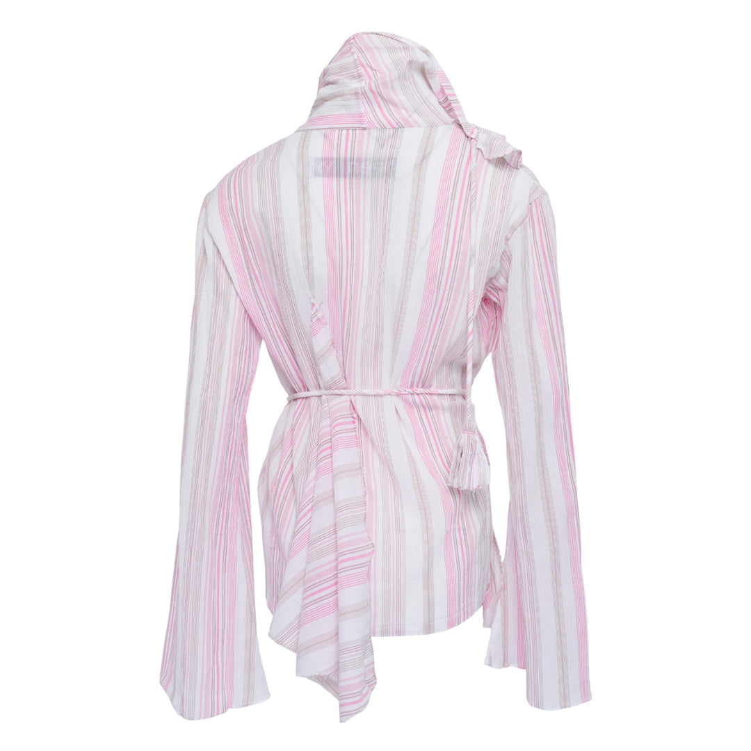 Unbalanced Ruffle Stripe Blouse