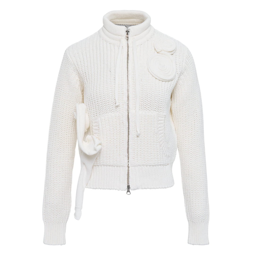 Applique Knit Zipup Jacket