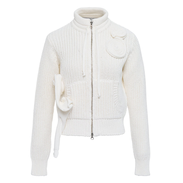 Applique Knit Zipup Jacket