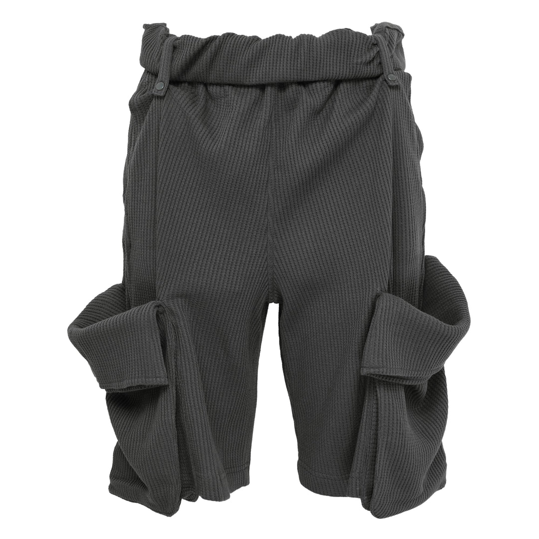 Rolled Waist Waffle Cargo Shorts