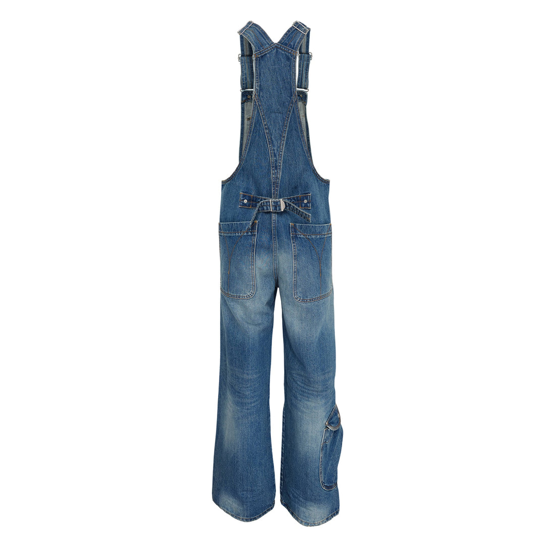 Cargo Pocket Denim Overalls