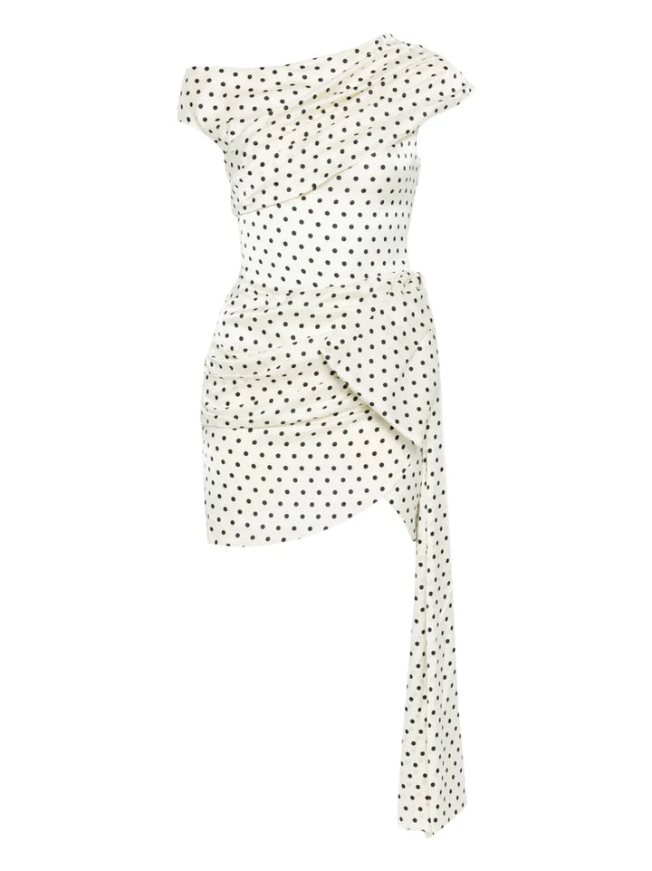 Polka Dot Satin Tie Side Mini Dress