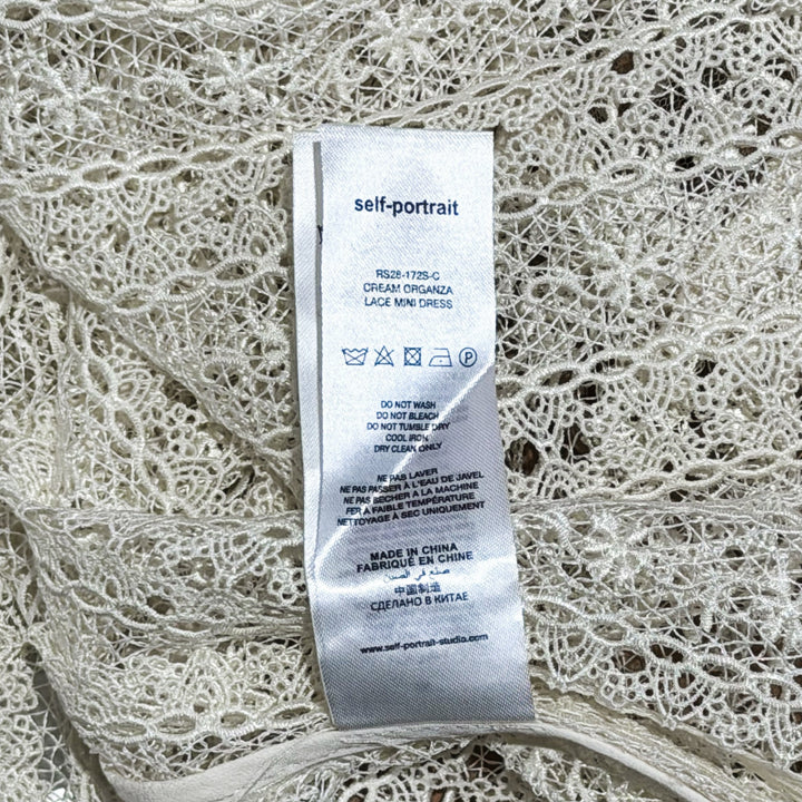 Cream Organza Lace Mini Dress
